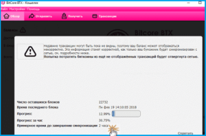 Время для проведения синхронизации Bitcore кошелька